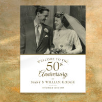 50th Golden Anniversary Wedding Photo Welcome Sign