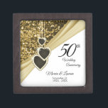 50th Golden Glitter Anniversary Gift Box<br><div class="desc">50th Golden Glitter Anniversary Design Keepsake Gift Box. This design works well for other events and occasions like a birthday, wedding, engagement, graduation, retirement, etc... by simply changing the text. 😊This Product is 100% Customizable. Graphics and/or text can be added, deleted, moved, resized, changed around, rotated, etc... ✔(just by clicking...</div>