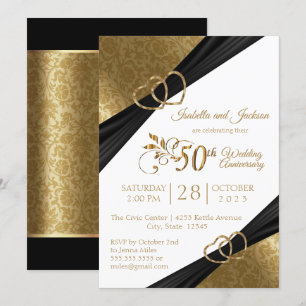 50th Golden Heart Anniversary Design Invitation