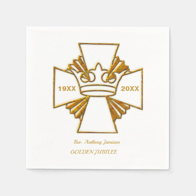 50th Golden Jubilee Priest Ordination Anniversary Napkin (Front)