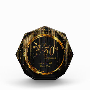 50th Golden Star Light Wedding Anniversary Photo Block
