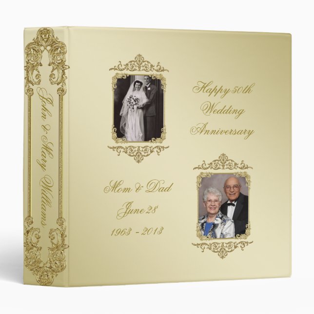 50th Golden Wedding Anniversary 1.5" Photo Binder (Front/Spine)