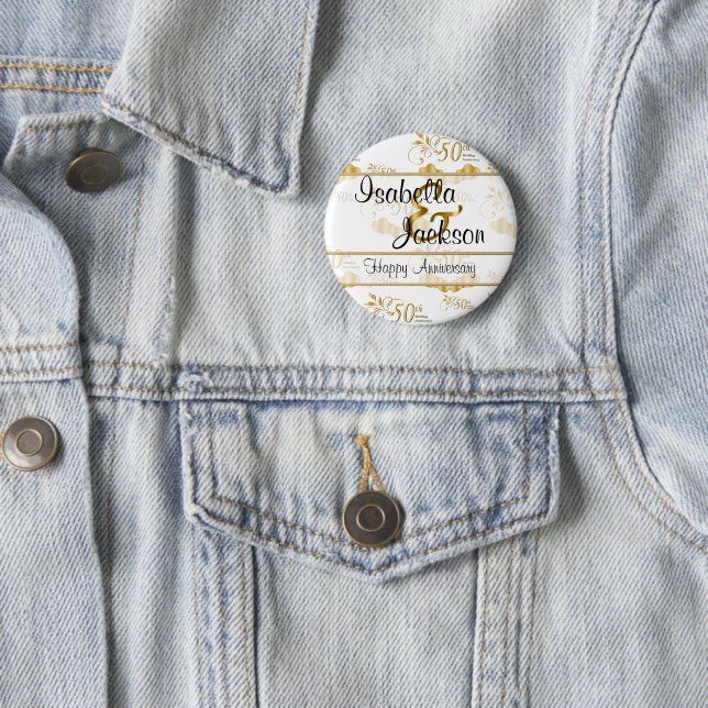 50th Golden Wedding Anniversary 2 Inch Round Button (In Situ)