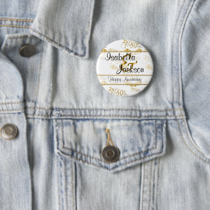 50th Golden Wedding Anniversary 2 Inch Round Button