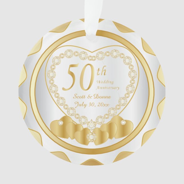 50th Golden Wedding Anniversary 2 Ornament (Front)