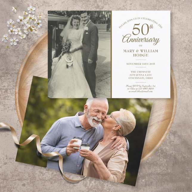 50th Golden Wedding Anniversary 2 Photo Invitation (Creator Uploaded)