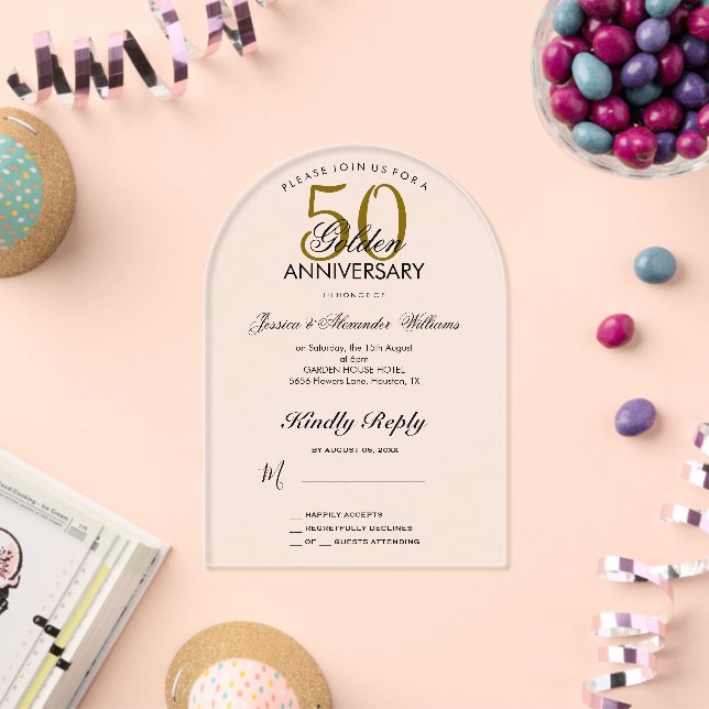 50th Golden Wedding Anniversary Acrylic Invitations (Insitu (Celebration))