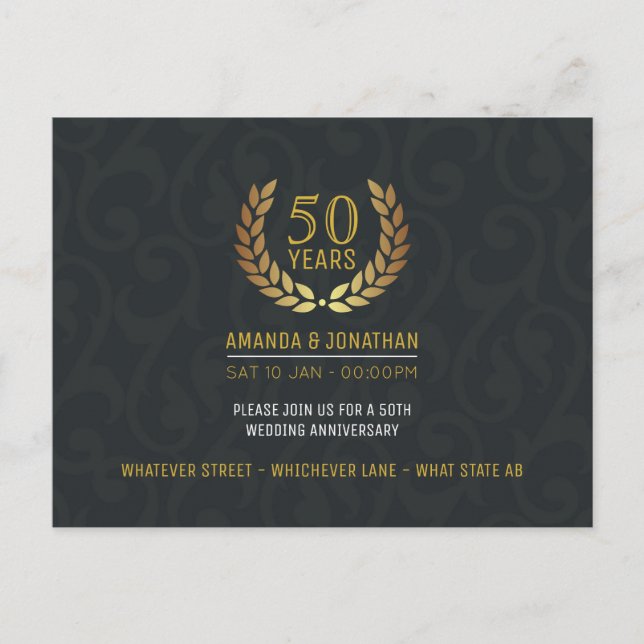 50th Golden Wedding Anniversary add photo RSVP Invitation Postcard (Front)