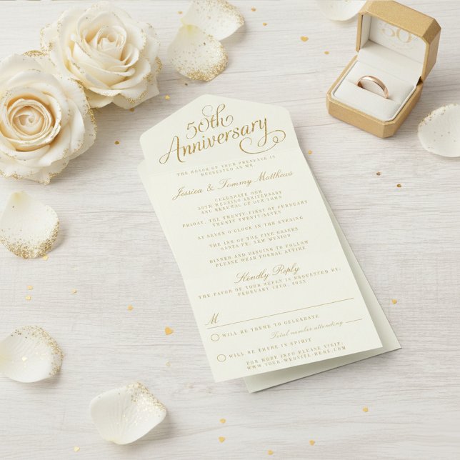 50th Golden Wedding Anniversary All In One Invitation (Creator Uploaded)