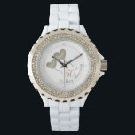 50th Golden Wedding Anniversary balloon husband Wa Watch<br><div class="desc">Personalized 50th wedding anniversary white watch with gold heart balloons.
A beautiful gift for a husband to give his wife after fifty years of marriage.
Both the names of the couple and anniversary can be changed as desired.  
Matching cards are also available in this pretty,  modern and elegant design.</div>