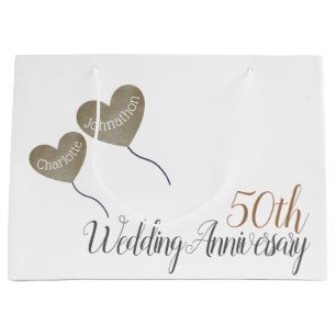 50th golden Wedding Anniversary balloon Large Gift Bag