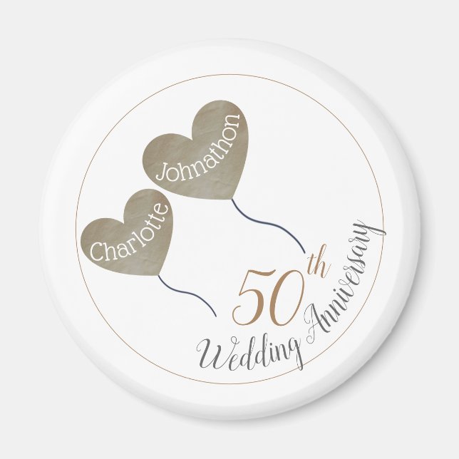 50th Golden Wedding Anniversary balloon Magnet (Front)