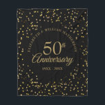 50th Golden Wedding Anniversary Black And Gold Fleece Blanket<br><div class="desc">Personalize with your special fifty years golden anniversary details in chic gold typography and delicate gold dust confetti. Designed by Thisisnotme©</div>