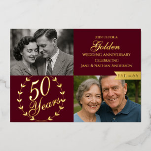 50th Golden Wedding Anniversary Burgundy Photo
