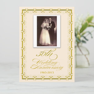 50th Golden Wedding Anniversary Celebration Photo Invitation