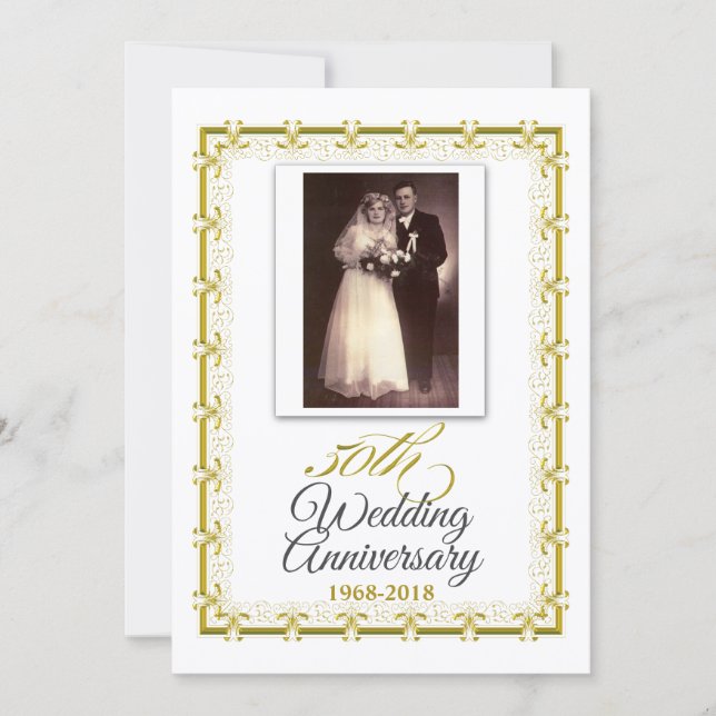 50th Golden Wedding Anniversary Celebration Photo Invitation (Front)