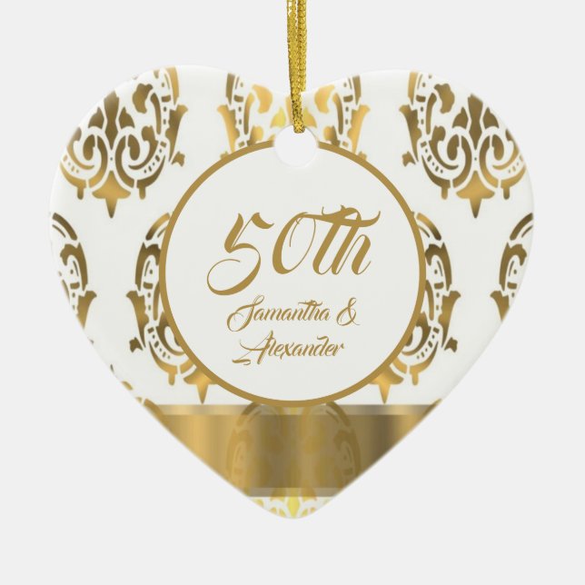 50th Golden wedding Anniversary Ceramic Ornament (Front)