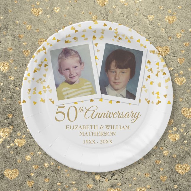 50th Golden Wedding Anniversary Child Photos Paper Plate (50th Golden Wedding Anniversary Child Photos Paper Plates)