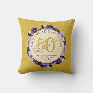 50th GOLDEN Wedding Anniversary   Christian Throw Pillow