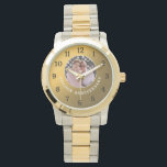 50th Golden Wedding Anniversary Couple Photo Gold Watch<br><div class="desc">A sentimental and memorable keepsake watch gift for 50th wedding anniversary. Personalize with the couple photo. Makes an unique gift for parents , grandparents, friends and family who have lived to enjoy 50 years of marriage.</div>