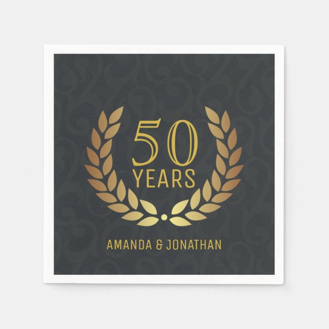 50th Golden Wedding Anniversary Customizable Napkin (Front)