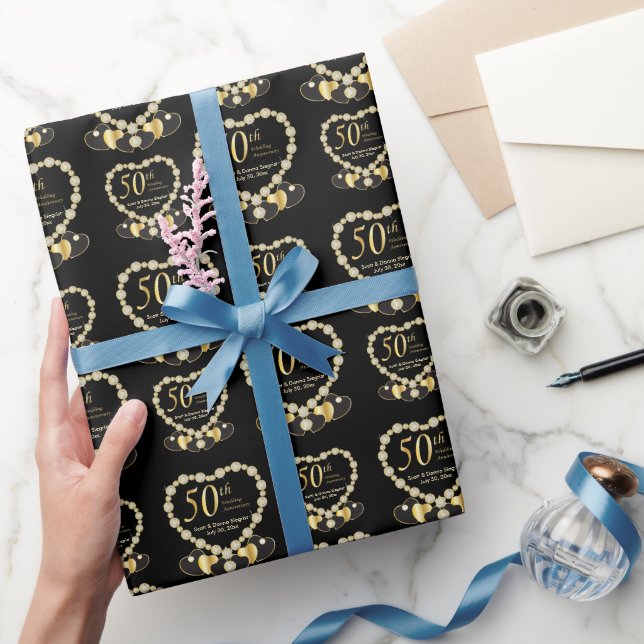 50th Golden Wedding Anniversary | Customize Wrapping Paper (Gifting)