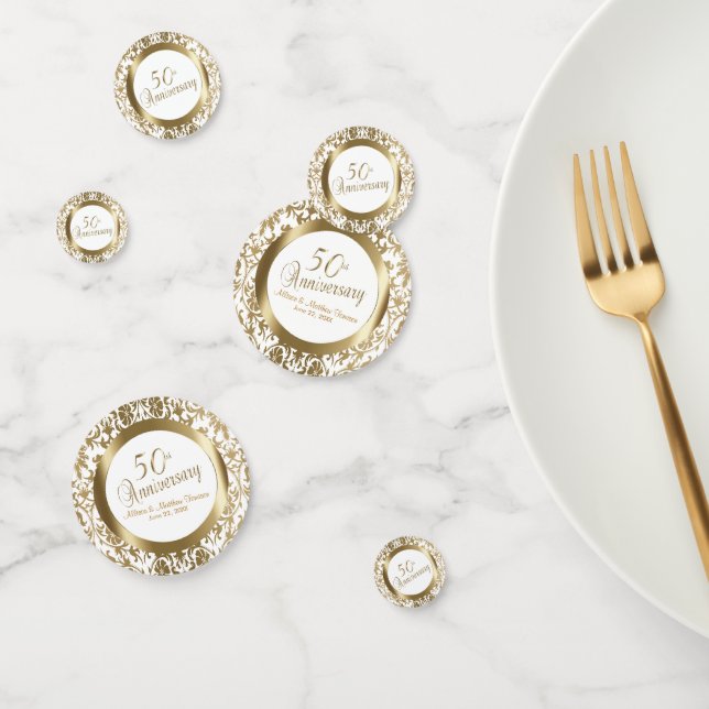 50th Golden Wedding Anniversary - Damask Confetti (Group)