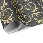 50th Golden Wedding Anniversary | DIY Name & Date Wrapping Paper<br><div class="desc">50th Golden Wedding Anniversary Gift Wrapping Paper. ✔NOTE: ONLY CHANGE THE TEMPLATE AREAS NEEDED! 😀 If needed, you can remove the text and start fresh adding whatever text and font you like. 📌If you need further customization, please click the "Click to Customize further" or "Customize or Edit Design" button and...</div>