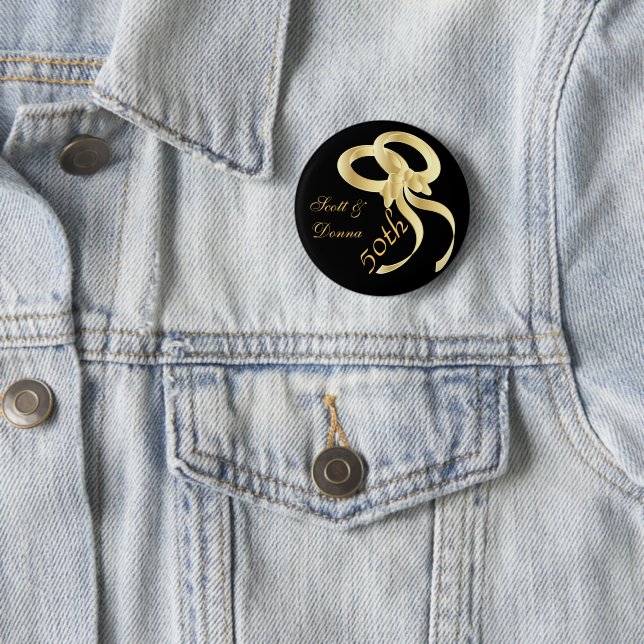 50th Golden Wedding Anniversary | DIY Text 2 Inch Round Button (In Situ)