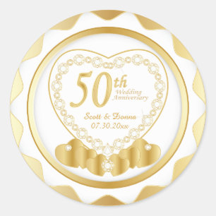 50th Golden Wedding Anniversary   DIY Text Classic Round Sticker