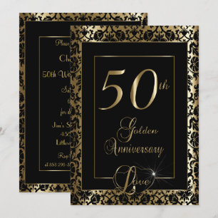 50th Golden Wedding Anniversary   DIY Text Invitation