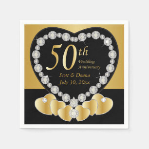 50th Golden Wedding Anniversary DIY Text Napkin