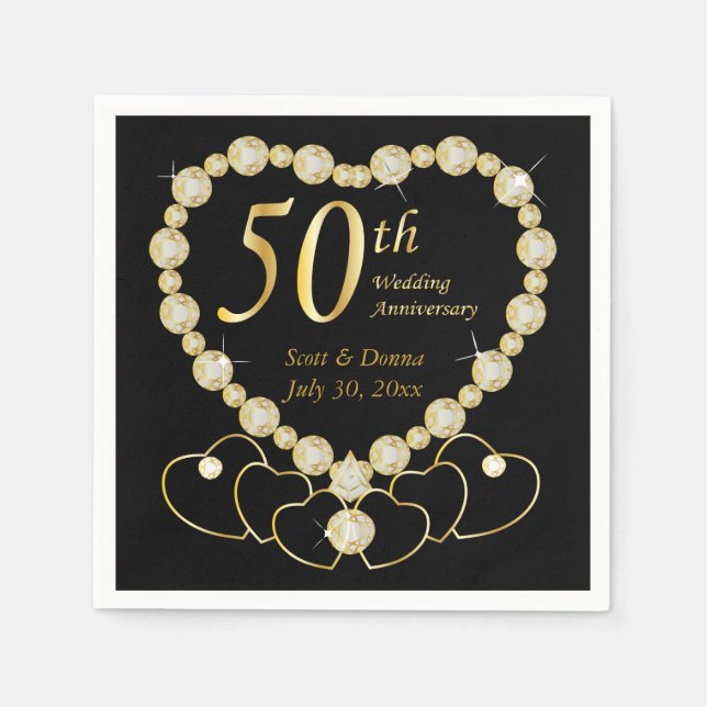 50th Golden Wedding Anniversary | DIY Text Napkin (Front)