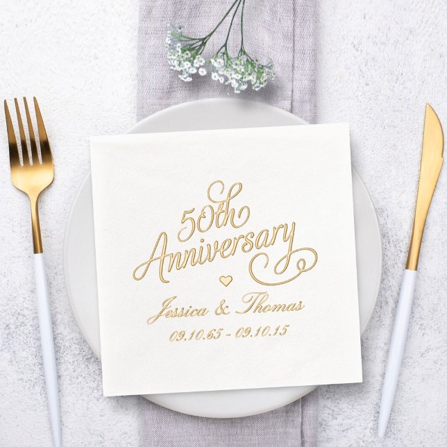 50th Golden Wedding Anniversary Foil Napkins (Creator Uploaded)