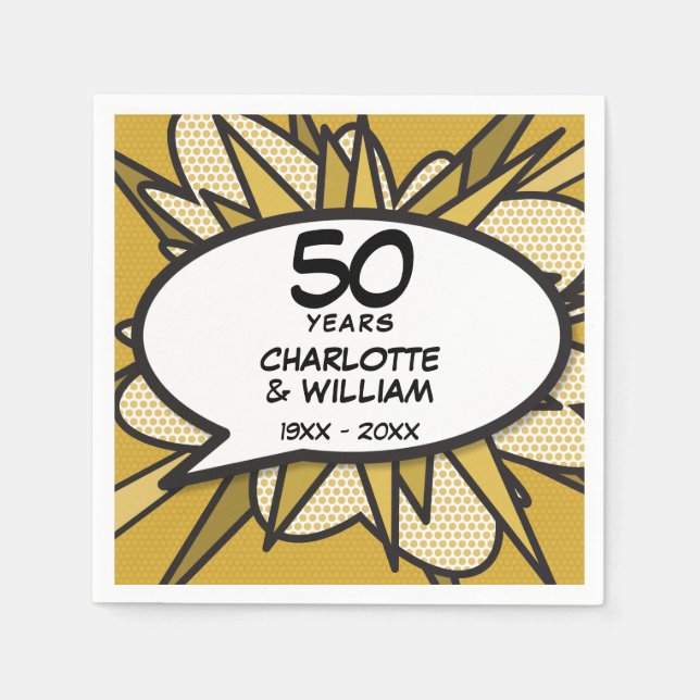 50th Golden Wedding Anniversary Fun Retro Napkin (Front)