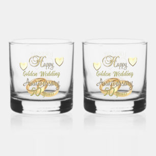 50th Golden Wedding Anniversary Gift Whiskey Glass
