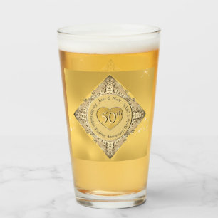 50th Golden Wedding Anniversary Glass
