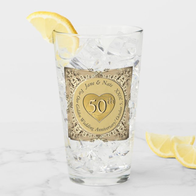 50th Golden Wedding Anniversary  Glass (Front Ice)