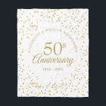 50th Golden Wedding Anniversary Gold Dust Confetti Fleece Blanket<br><div class="desc">Personalise with your special fifty years golden anniversary details in chic gold typography and delicate gold dust confetti. Designed by Thisisnotme©</div>