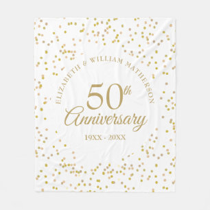 50th Golden Wedding Anniversary Gold Dust Confetti Fleece Blanket