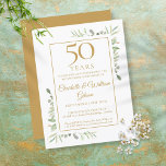 50th Golden Wedding Anniversary Greenery  Invitation Postcard<br><div class="desc">Featuring delicate watercolor country garden greenery,  this chic anniversary invitation can be personalized with your special 50 years anniversary celebration information,  with a golden background on the reverse. Designed by Thisisnotme©</div>