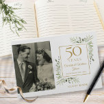 50th Golden Wedding Anniversary Greenery Photo Guest Book<br><div class="desc">Featuring delicate soft watercolor country garden greenery,  this chic botanical 50th wedding anniversary guest book can be personalized with your special photo and anniversary information in elegant gold text. Designed by Thisisnotme©</div>