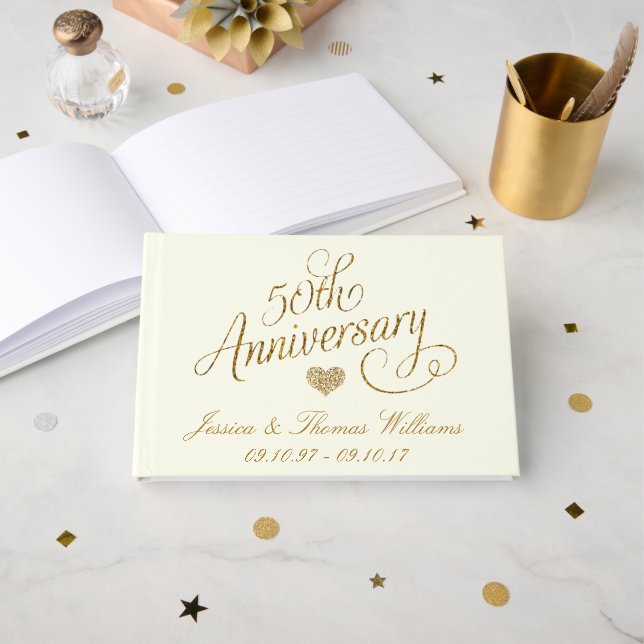 50th Golden Wedding Anniversary Guest Book (Front Open)