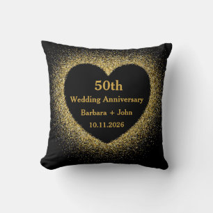 50th Golden Wedding Anniversary Heart Throw Pillow