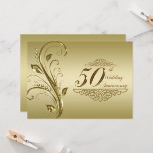 50th Golden Wedding Anniversary Invitation Card