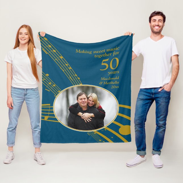 50th Golden Wedding Anniversary MAKING SWEET MUSIC Fleece Blanket (In Situ)