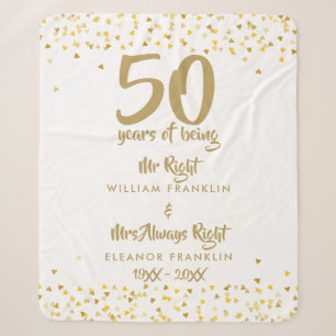 50th Golden Wedding Anniversary Mr Mrs Right Fun Sherpa Blanket