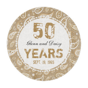 50th Golden Wedding Anniversary Paisley Pattern Cutting Board