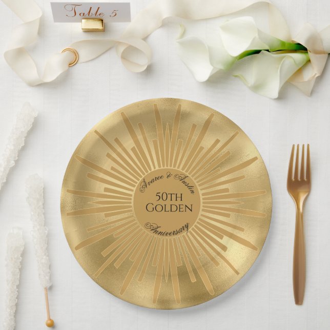 50th GOLDEN Wedding Anniversary  Paper Plate (Wedding)