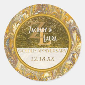 50th Golden Wedding Anniversary Party Favour Classic Round Sticker